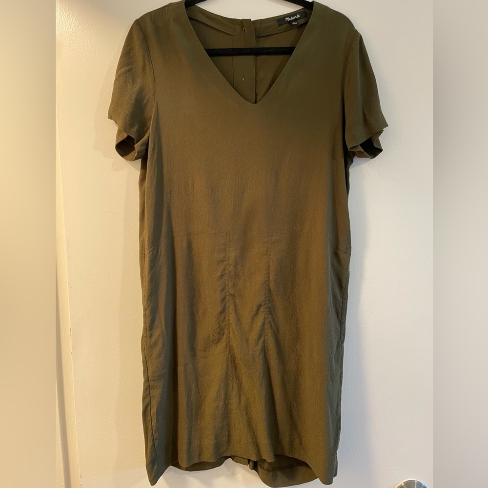 Dark Green Madewell Button Back Dress